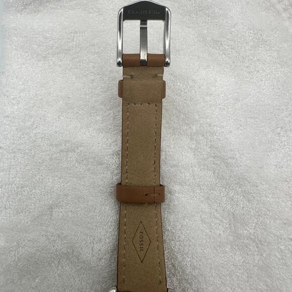 Fossil Corona Edition Quartz Watch Gold Tone Case Blue Dial Brown Leather main image 5